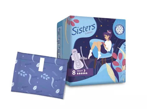 Прокладки Систерс классик ночные сеточка, 8 шт