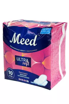 Прокладки женские гигиенические Meed для критических дней Soft Эффект с крылышками, 10 шт