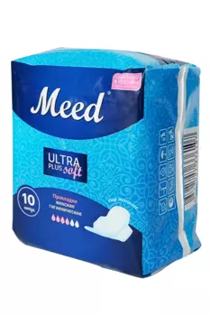 Прокладки женские гигиенические Meed для критических дней Ultra plus Soft с крылышками, 10 шт