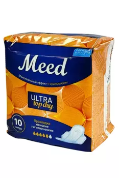 Прокладки женские гигиенические Meed для критических дней Top dry Эффект с крылышками, 10 шт
