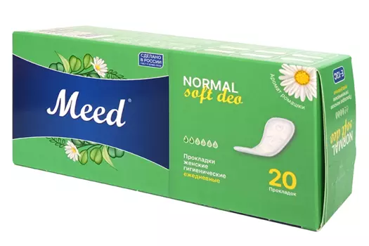 Прокладки женские гигиенические Meed ежедневные целлюлозные Soft deo, 20 шт