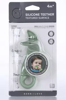 Прорезыватель Хэппи Бейби силик горошек, оливк