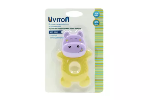 Прорезыватель Ювитон д/зубов бегемотик желтый