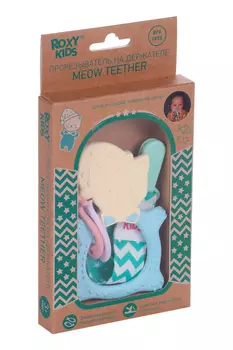 Прорезыватель ROXY KIDS котик голубой/бежевый д/зубов (с 3 мес)