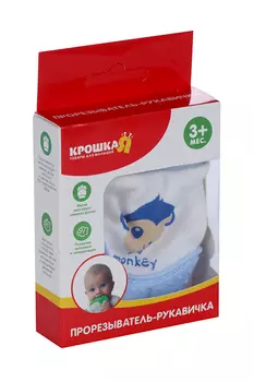 Прорезыватель рукавичка «Обезьянка Манки», цвет синий