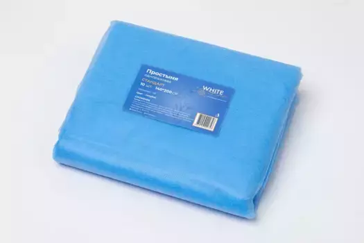 Простыня медицинская 140*200 пачка спанбонд 15 A1 голубой №10