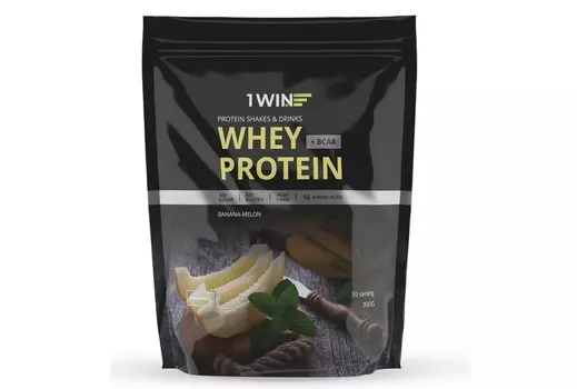 Протеин 1WIN whey protein белковый банан дыня б/сахара, 900 г