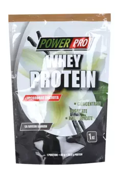 Протеин POWER PRO сывороточный с изолятом Whey Protein со вкусом ванили, 1 кг