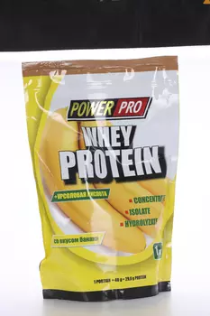 Протеин POWER PRO сывороточный с изолятом Whey Protein со вкусом банана, 1 кг