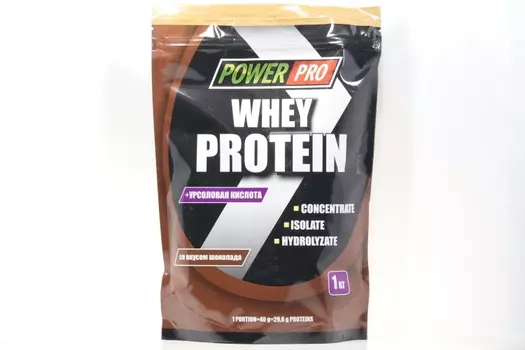 Протеин POWER PRO сывороточный с изолятом Whey Protein со вкусом шоколада, 1 кг