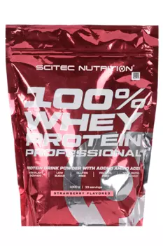 Протеин Scitec Nutrition 100% Whey Protein сывороточный клубника, 1 000 г