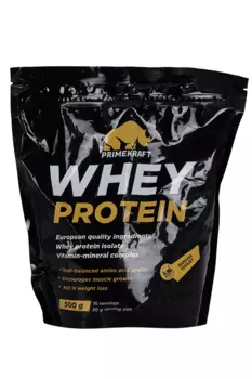 Протеин сывороточ Prime Kraft WHEY изолят и концентр с вит банан йогурт, 500 г