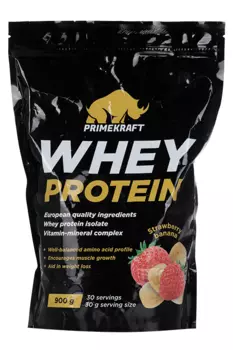 Протеин сывороточ Prime Kraft Whey Protein с вит и минер клубника/банан, 900 г