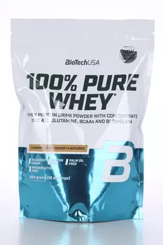Протеин сывороточный BioTechUSA 100% Pure Whey карамель-капучино, 454 г