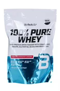 Протеин сывороточный BioTechUSA 100% Pure Whey малиновый чизкейк, 454 г