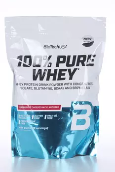 Протеин сывороточный BioTechUSA 100% Pure Whey малиновый чизкейк, 454 г