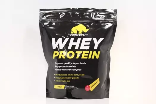 Протеин сывороточный Prime Kraft WHEY изолят и концентрат с вит малина, 500 г