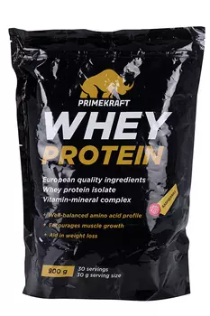 Протеин сывороточный Prime Kraft Whey Protein с вит и минер малина, 900 г