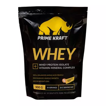 Протеин сывороточный Prime Kraft Whey Protein с витаминами и минералами ананасовый фреш, 900 г