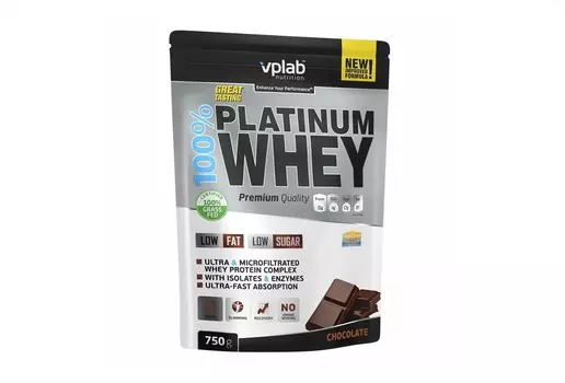 Протеин VPLAB 100% Platinum Whey сывороточный шоколад, 750 г