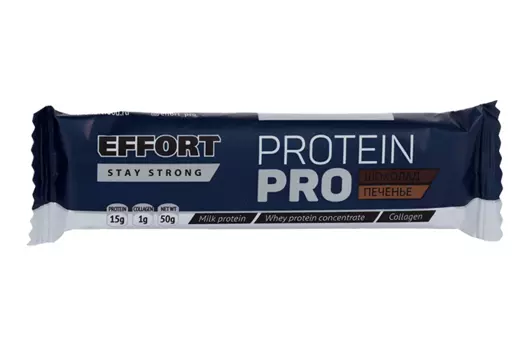 Протеиновый глазированный батончик EFFORT Protein шоколад- печенье, 50 г