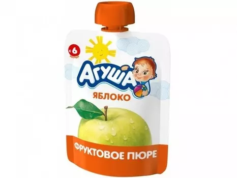 Пюре Агуша яблоко, 90 г, дой-пак