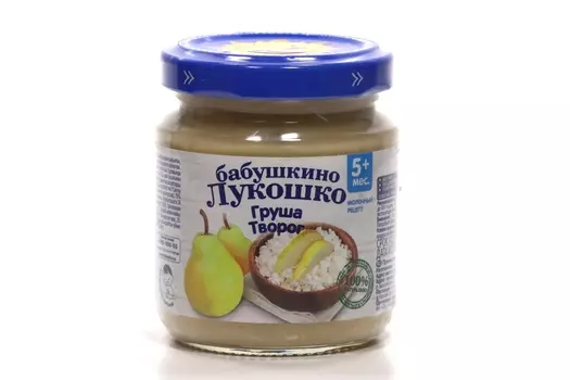 Пюре Бабушкино лукошко из груш с творогом, 100 г