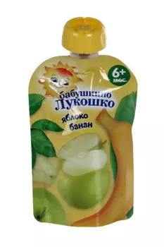 Пюре Бабушкино лукошко Яблоко с бананом (с 6 мес), 90 г