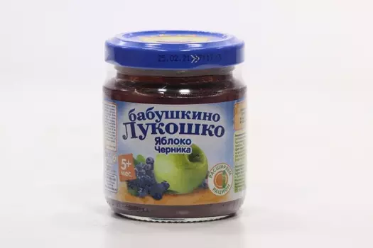 Пюре Бабушкино лукошко Яблоко с черникой (с 5 мес), 100 г