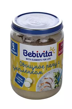 Пюре Бебивита Овощное рагу с цыпленком, 190 г