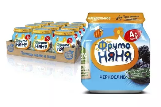 Пюре Фрутоняня чернослив (с 4 мес), 100 г, 12 шт