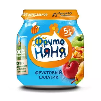Пюре Фрутоняня Фруктовый салатик (с 5 мес), 100 г, 12 шт
