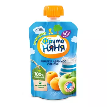 Пюре Фрутоняня ябл/абрик/сливки (с 6 мес), 90 г, 12 шт