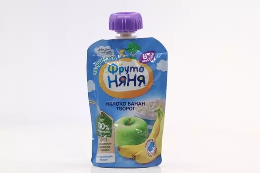Пюре Фрутоняня ябл/банан/творог (с 6 мес), 90 г, 12 шт