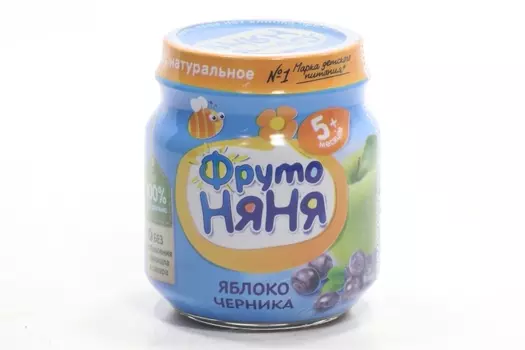 Пюре Фрутоняня яблоко/черника (с 5 мес), 100 г, 12 шт