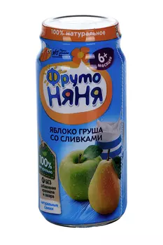 Пюре Фрутоняня яблоко/груша/сливки/сахар (с 6 мес), 250 г