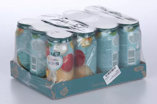 Пюре Фрутоняня яблоко/персик/сливки/сахар с 6 мес, 250 г, 12 шт, стекло