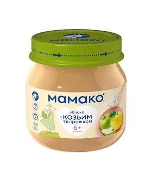 Пюре Мамако яблоко с козьим творожком (с 6 мес), 80 г