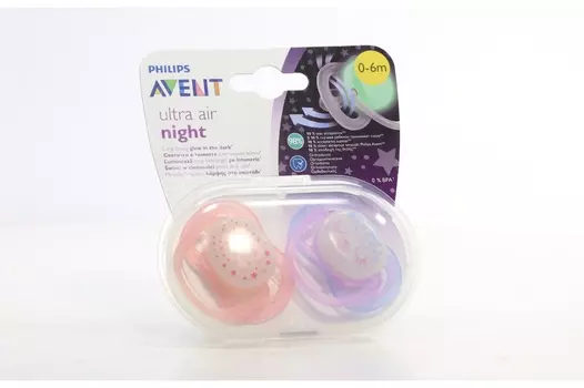 Пустышка Авент Ультра Эйр найт силик (0-6 мес), 2 шт, (SCF376/12)