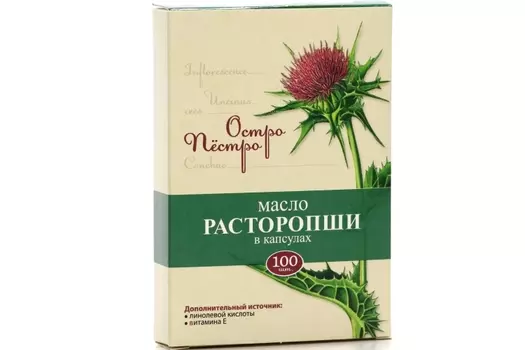 Расторопша масло Остро Пёстро с селеном, 300 мг, 100 шт, капсулы