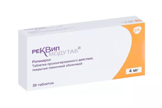 Реквип Модутаб 4 мг, 28 шт, таблетки пролонгированного действия покрытые пленочной оболочкой