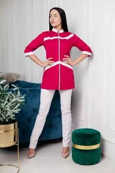 Рубашка ДНК+ медицинская красный/белый рост 164 р 44