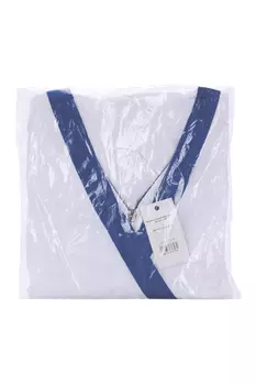 Рубашка ДНК+ медицинская с V-образным вырезом белый/синий рост 170 р 50