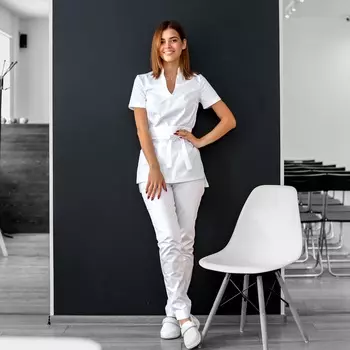 Рубашка DOCLIKE медицинская DL 418 с коротким рукавомт белый р 42