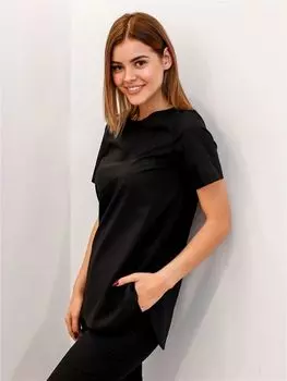 Рубашка DOCLIKE медицинская DL 419 прямого кроя с декоративным крестом на спинке черный р 46