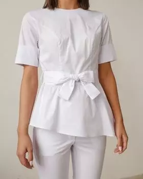 Рубашка DOCLIKE медицинская DL 429 баска с ассиметричным низом белый р 48