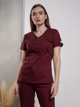 Рубашка Доктор Чехов медицинская женская бордовая р 48