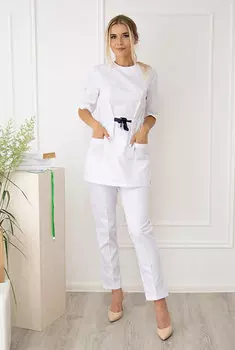 Рубашка MiTa медицинская белый c син поясом рост 158-164 р 46