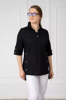 Рубашка MiTa медицинская с удлинением по спинке черный р 44