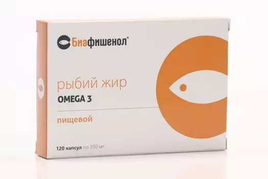 Рыбий жир Биафишенол пищевой, 350 мг, 120 шт, капсулы